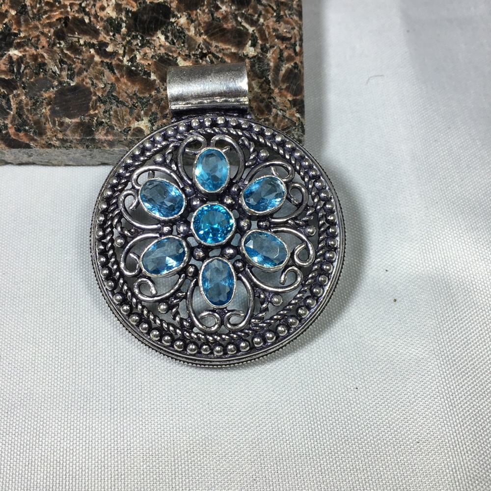 Blue Topaz Silver Pendant